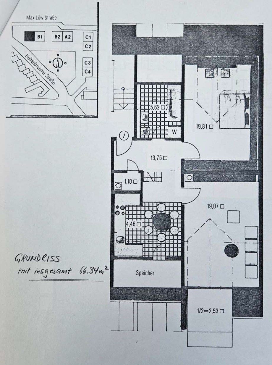 Grundriss Dachgeschosswohnung Neubiberg